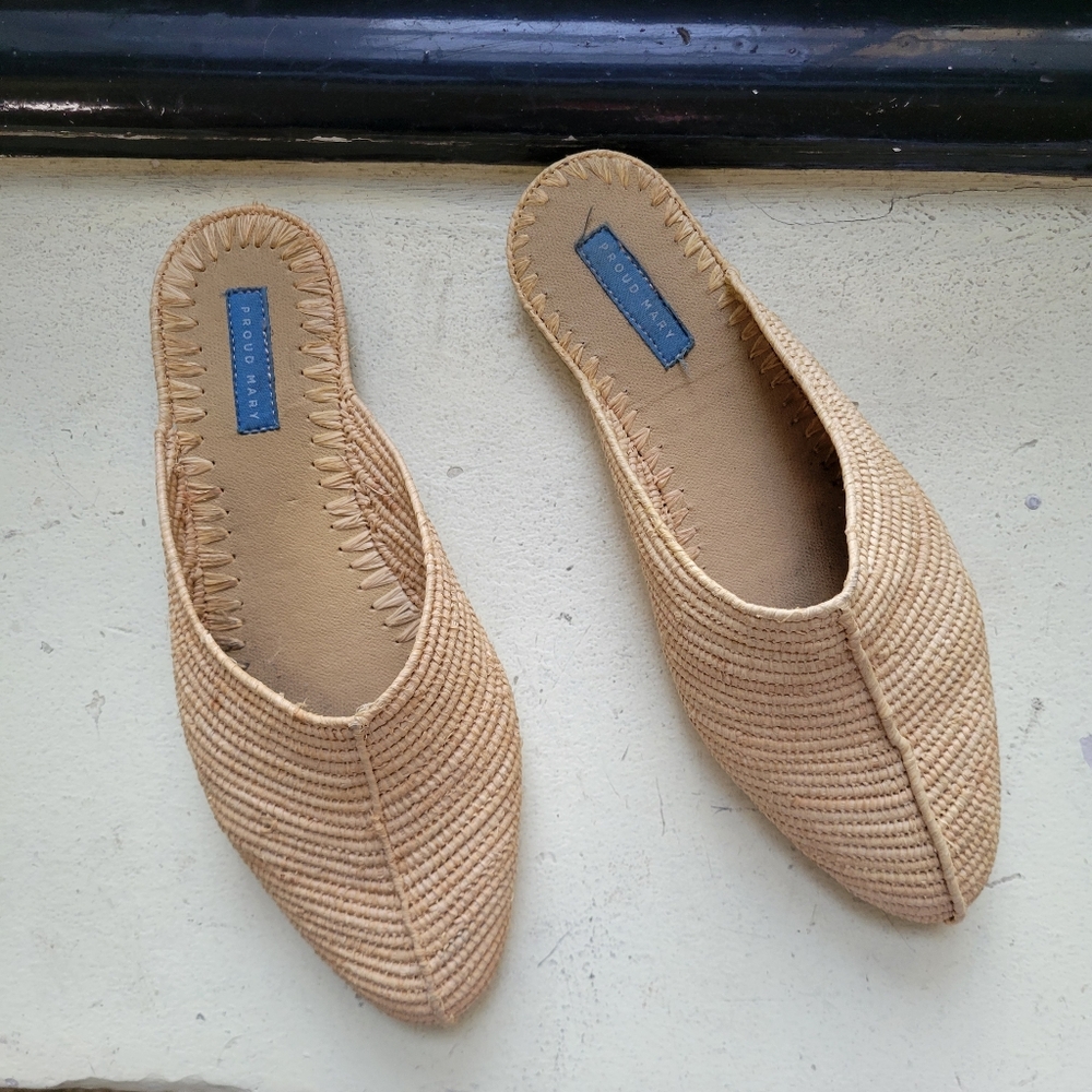 Proud Mary Raffia Women's Slip-On‎ Sandals EUC 8. Coastal Boho  Minimalist